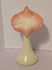 Fenton Burmese Uranium Glass Jack in the Pulpit Vase  Glows Green Vtg Beautiful!
