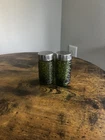 Vintage Anchor Hocking Glass Soreno Salt Pepper Shaker Set Avocado Green 3 1/4"