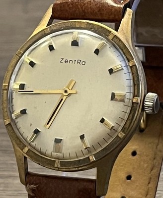 ZENTRA HERRENUHR Handaufzug Vintage Armbanduhr Ø34mm (Werk läuft)