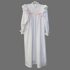 American Girl Samantha Nightgown Girls Size Large White Lace Trim Pink Ribbon