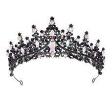 Black Queen Crown and Princess Tiara for Women 1 Count Pack of 1 , AB