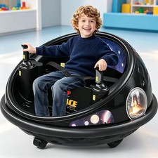 360 Spinning Electric Bumper Car Kids 12v Remote Control Ride-on Toy With Led