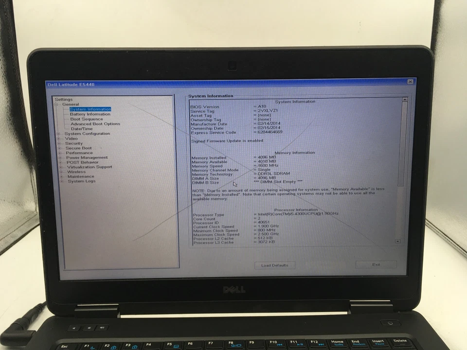 DELL LATITUDE E5440 - BOOTS TO BIOS - INTEL I5 4300U - NO RAM - NO OS - READ -BB - Image 2 of 4