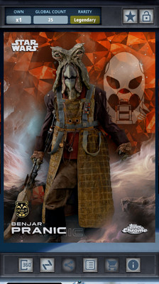 Star Wars Card Trader 2025 Chrome Sapphire Orange Legendary BENJAR PRANIC 25cc