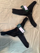 2 ~ Wild Fable Size S (4-6) Low Rise High Leg Thong Bikini Swim Bottom Black