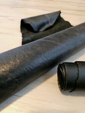 3-4oz CHARCOAL BLACK FULL GRAIN LEATHER HIDE PANEL,SHEET,SQUARE 12x12x24 15 sf