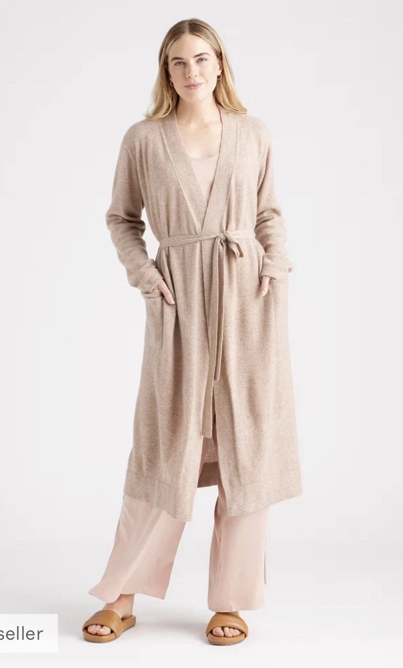 Mongolian Cashmere Robe, L, Oatmeal