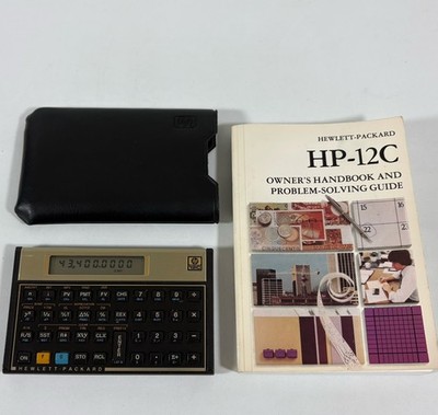 Vintage HP 12C Financial Calculator with Original Case & Handbook * Tested!