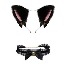 Animal Faux Fur Cat Dog Ears Headbands with Bells Lovely Flexible Hair Access...