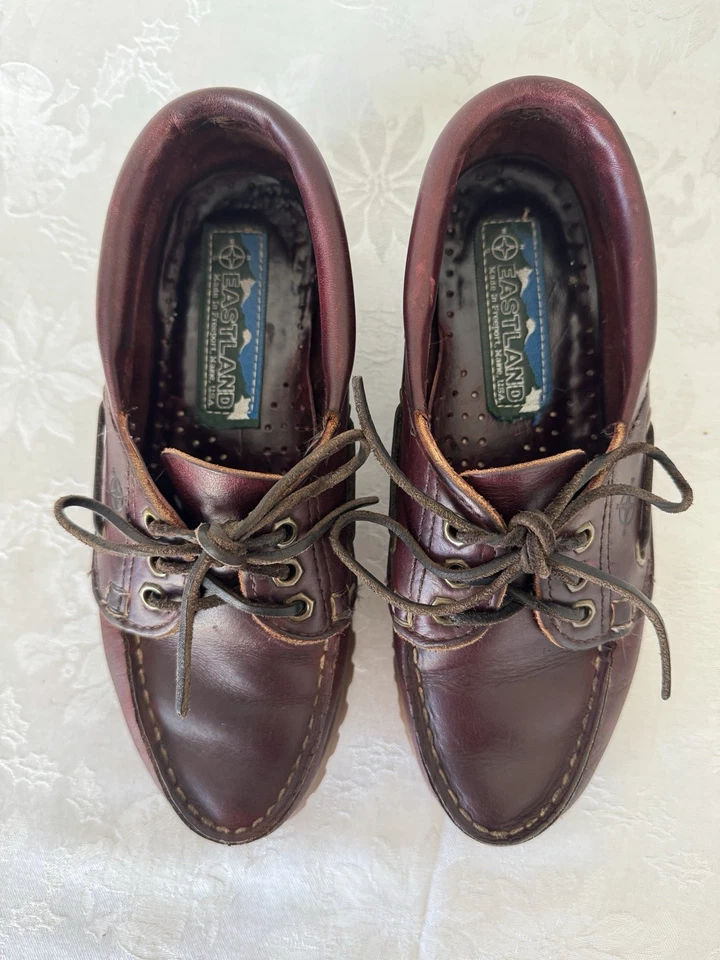 Zapato Mujer Eastland Talla 7 Cuero Marrón 3 Ojos Sin usar, en caja, Punta Vibram Suela EE. UU. Y2K 90s Foto 2 de 4