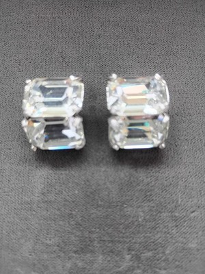 Vintage costume jewelry signed Eisenberg Crystal clip on earrings good condition