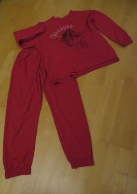 mädchen schlafanzug 152 Sanetta Rot - Pferd -