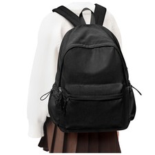 Black Corduroy Backpack Women Men Cute College Aesthetic Preppy Laptop Bag