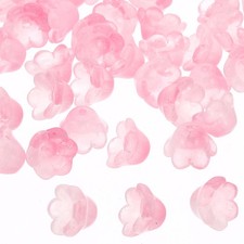 Glass Trumpet Flower Beads, 50 Pcs Gradient Flower Bead Charm, Brown