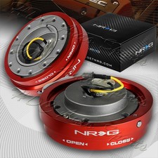 Nrg Aluminum Steering Wheel Red 1.25 Thin Quick Release Short Hub Kit Srk-400rd