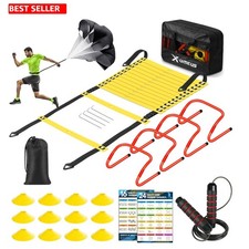 All-in-One Agility Training Equipment Set for Kids Adults - 20ft Ladder