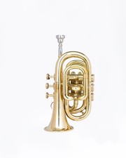 Pocket Trumpet BRASS Plated with Mouthpiece and Case