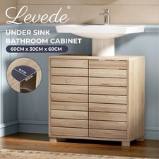 Levede Bathroom Under Sink Cabinet Basin Storage Cupboard 2 Door Oak Vanity Unit