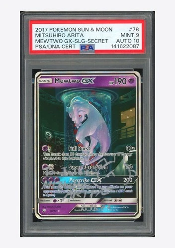 Pokemon PSA 9 AUTO 10 Mewtwo GX Shiny Secret Mitsuhiro Arita 2017 78/73 SLG ENG