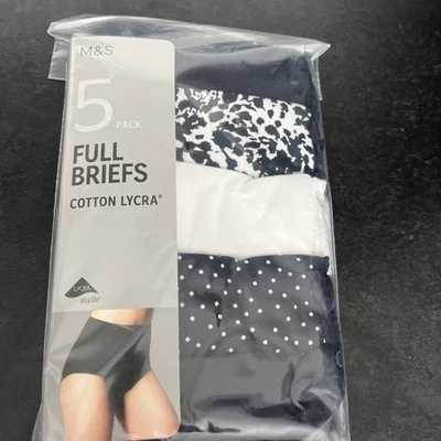 Marks & Spencer 5pk Cotton Lycra Full Briefs Size 22 Navy Mix - Image 1 of 4