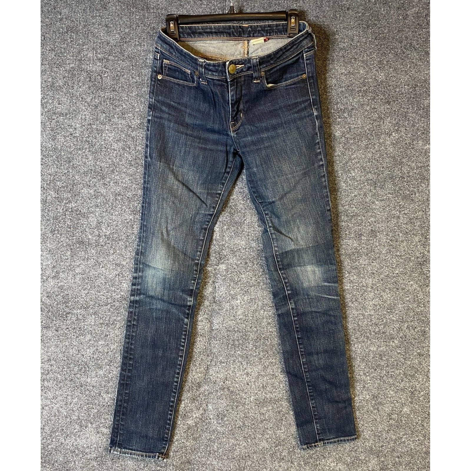 Uniqlo Womens Low Rise Skinny Jeans Dark Wash Blue Stretch Size 6 Y2K