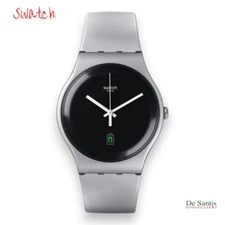 Swatch Be Charged SUOB401 Gray Black Unisex Minimalist Watch