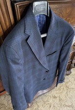 TED BAKER LONDON  ROGER CT" Navy Plaid  Extra Slim Jacket Size 46 Long