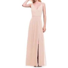 LEVKOFF Bridesmaid Dress Style 7021 petal pink wedding maxi