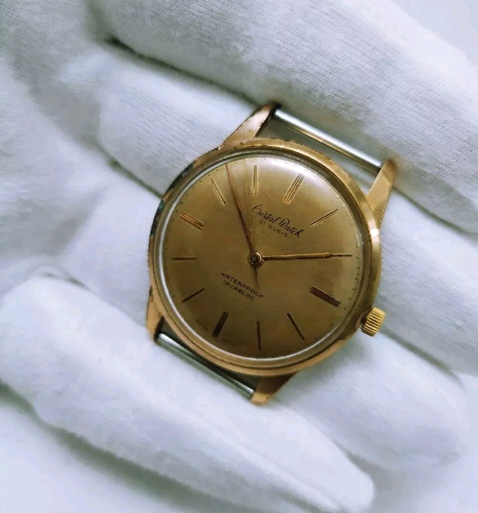 CRISTAL Swiss Watsh 21 Rubis 1970s Mechanical Waterproof Inkabloc