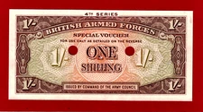 Great Britain 1 Shilling 1962 UNC NOTE VOUCHER British Armed Forces BAF (P-M32)