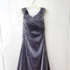 La Femme Runched Satin Trumpet Gown Gunmetal 27846 New with Tag