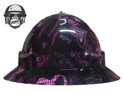 Custom Hydrographic Safety Hard Hat BREAST CANCER DARK