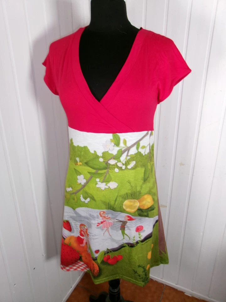 Robe Col V ANATOPIK ODILON 40/42 Pique nique été cerises tarte aux fraises - Photo 2/4