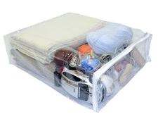 5-Pack Clear Vinyl Plastic Zippered Blanket Storage Bags 15" x 18" x 5"