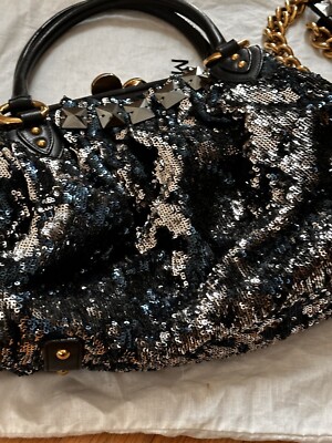 バッグ Marc Jacobs Kilting bag KissRock y2k Original 2005 Marc Jacobs Stam Kiss Lock Rocker Blue Silver Sequin
