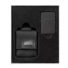 Tactical Pouch and Black Crackle Windproof Pocket Lighter Gift Set, 49402
