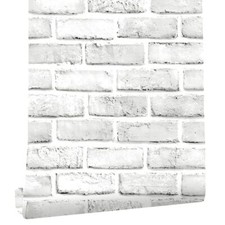 White Gray Brick Wallpaper Self-Adhesive Contact Paper Peel and Stick Backsplash