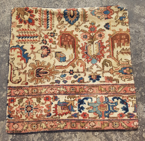 Vintage Hand Made Traditional Rug Oriental Wool Multicolor Carpet 70x69 cm