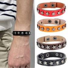 Punk Rock Studded Bracelet Star Spiked Leather Cuff Bracelet Wristband Bracelet