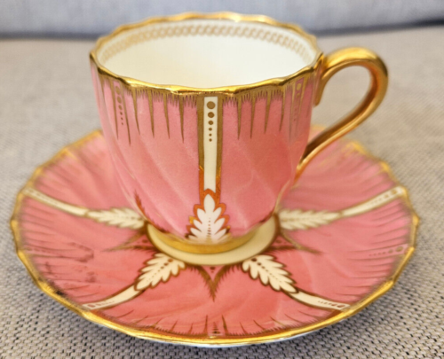 Copelands Spode England Antique 1800s Art Deco Demitasse Teacup and Saucer Set