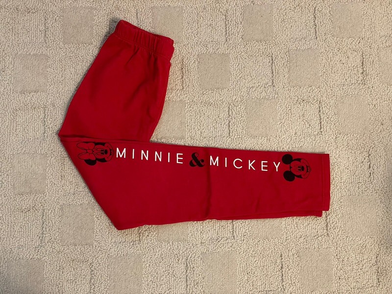 Little Girls Size 5 DISNEY JUNIOR Minnie Mickey Logo Red Leggings