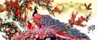 Home Wall Art Decor Chinese Style Flowers Peacock Oil Painting Printed On Canvas