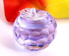 NEW BLUE/LILAC PURPLE CRYSTAL APPLE FIGURINE PAPERWEIGHT NEW IN BOX 2"