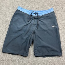 Vintage Nike Shorts Mens 33 33X10 Blue Swimming Board Trunks Spell Out Lined
