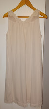 Vtg 60s/70s Shadowline light pink long nightgown lace  satin details Medium