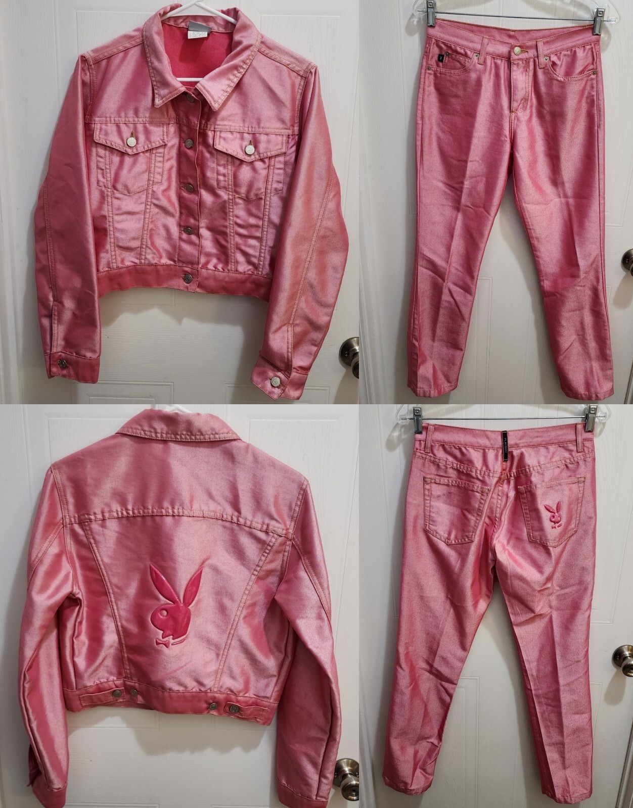 Rare Vtg PLAYBOY Metallic Pink Outfit Set of Jacket (… Gem