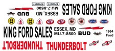 King Ford Sales 1964 Thunderbolt 1/64th HO Scale Slot Car Decals Drag NHRA