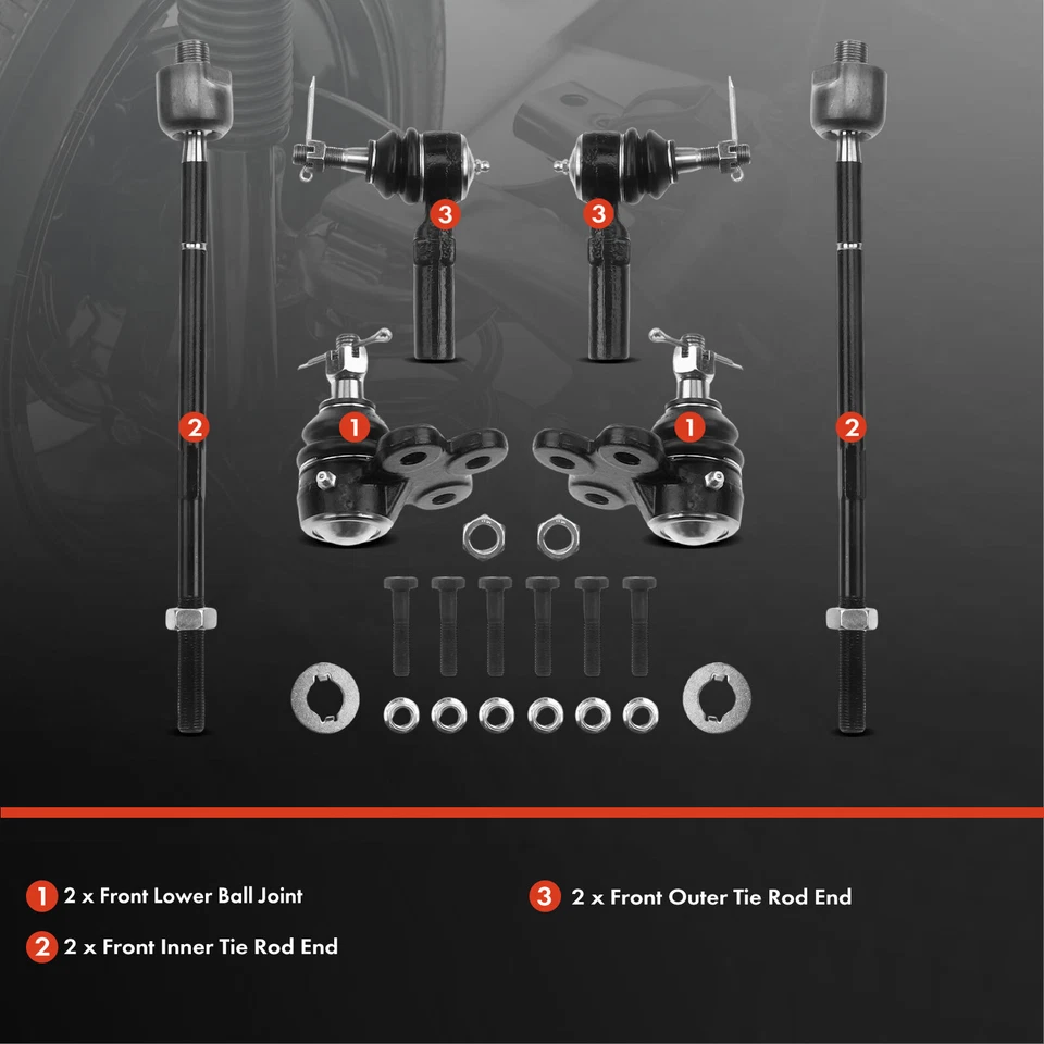 6x juntas esféricas frontais e extremidades de haste de amarração para Buick LeSabre 2000-2005 Cadillac DeVille - Imagem 2 de 4