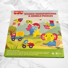 Nashrio Wooden Transportation  Animals Jigsaw Puzzles Ages 3 - 6