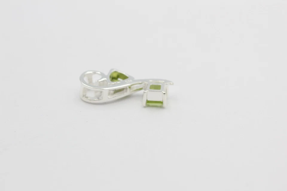 Nobile 1,3 Carati Peridoto Design Rimorchio 925 Collier Collana Argento Olivina - Immagine 3 di 4